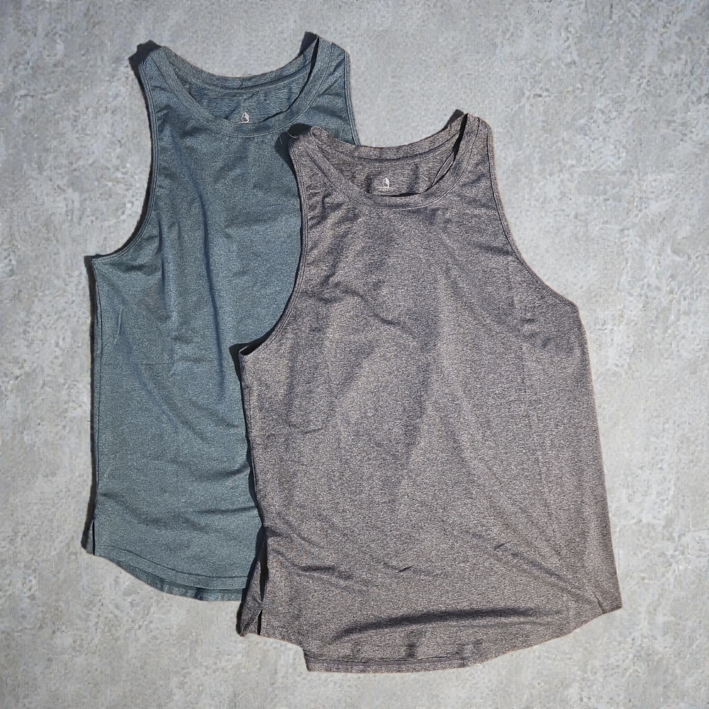 Set Of 2 Women's Sleeveless Tank Tops - Green and Gray
